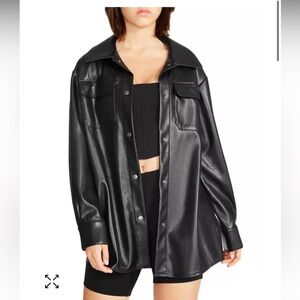 Steve Madden faux Good Measure faux leather Shirt Jacket size XS NWT